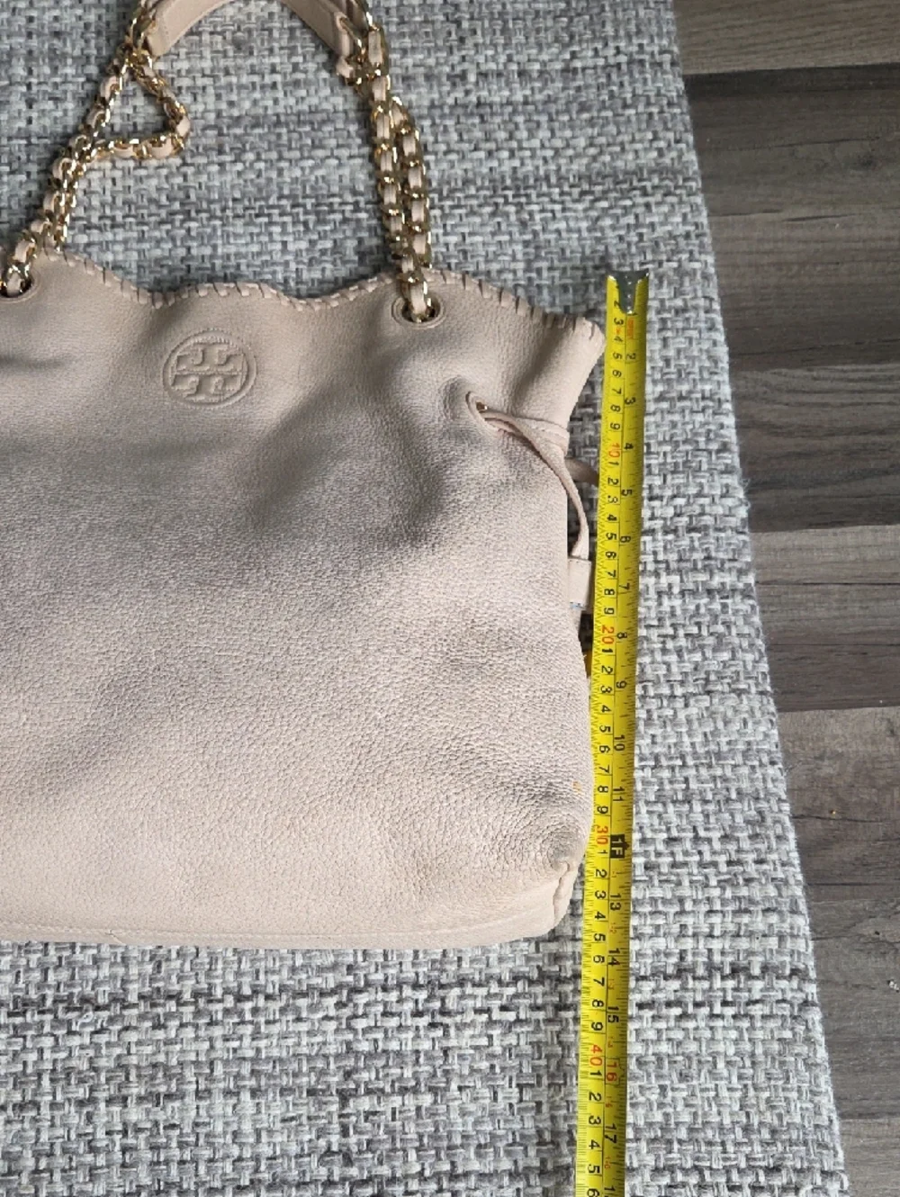 Tory Burch Marion Slouchy Leather Chain Tote Bag Neutral Beige